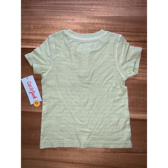 Cat & Jack Infant Baby Boy Short Sleeve Henley T-Shirt Light Green Stripe 18M - Picture 3 of 10